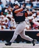 Kirby Puckett Minnesota Twins - Swinging in Blue Jersey - 16x20 Autographed Photograph