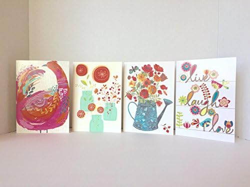 Gourmet Greeting Cards and Envelopes, PREMIUM QUALITY - Blank Inside, Eco Friendly 100% Recycled in 4 Different Designs, Envelopes Included (4 Items)