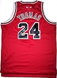 Tyrus Thomas Autographed/Hand Signed/Signed Jersey Swingman Red Chicago Bulls Basketball Jersey
