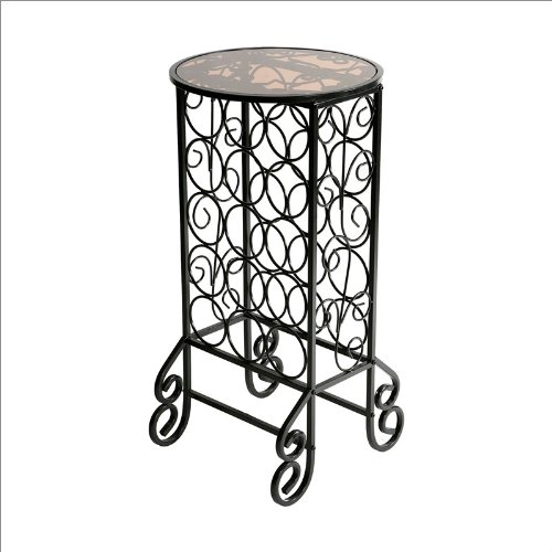 Southern Enterprises Glass Top Wine Table in Black
