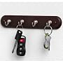 4 Hook Key Rack in Walnut Wood by Spectrum