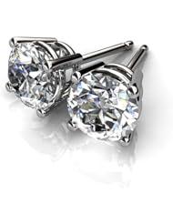 14KT White Gold Gorgeous Classic Certified Studs with a Perfectly Matched Pair of Round Brilliant Cut Diamonds. 1 1/3 CTW