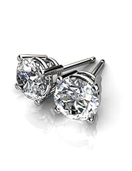 14KT White Gold Gorgeous Classic Certified Studs with a Perfectly Matched Pair of Round Brilliant Cut Diamonds. 1 CTW