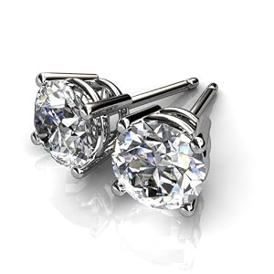 14KT White Gold Gorgeous Classic Certified Studs with a Perfectly Matched Pair of Round Brilliant Cut Diamonds. 7 3/4 CTW