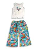 Pijayz by Sara's Prints - Toddler Girls 2-Piece Pajama Set, White, Blue