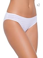 Selene Pack x 2 Braguitas Baja Rayas (Blanco)