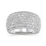 2 Carat Diamond Ring - 10k White Gold Pave Diamond Anniversary Band (2.00 cttw, I-J Color, I1-I2 Clarity)