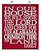 In Our House We Will Serve The Lord And Cheer for The Alabama Crimson Tide Personalized Family Name Christian Print - Perfect Gift, college sports wall art - multiple sizes
