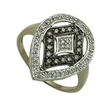 9ct 2 Colour Gold Ladies Fancy Teardrop Shape Ring Set with 0.25ct of White and Champagne Diamonds Size - P