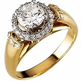 0.25 Ct.T.W. Round Brilliant Cut Diamonds, 14K Two Tone Gold. Two Tone Haloa Diamond Ring, Semi-Mount Setting