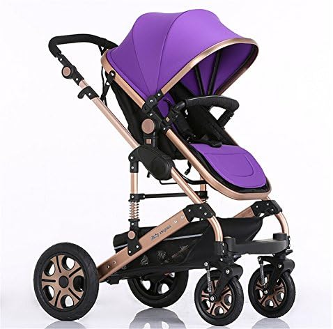 Children Adjustable Sun Protection Cart Folding Soft Lying Bed Baby Carriage 071102 High Landscape Golden Strollers (purple)