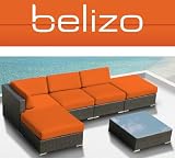 !!NEW 2012 CHOICE of 6"INCH THICK CUSHIONS Colors!! LACANAU 6Pcs Patio Outdoor All Weather WICKER Furniture Sectional Set (Free Shipping)