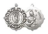 sterling silver our lady of guadalupe patron saint of patronage patronage americas central america mexico tennessee new mexico new world puerto vallarta mexico california spain  martin de porres patronage patron saint of african americans against rats barbers bi racial people black people hair stylists hairdressers hotel keepers innkeepers inter racial justice mixed race people mulattoes negroes paupers peru poor people public education public health public schools race relations racial harmony social justice state schools television with 24 stainless steel chain