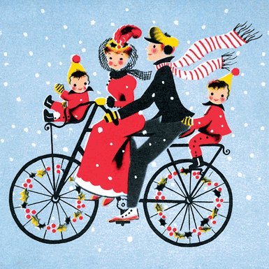 Bike Ride Pack of 10 Christmas Cards (Square)||RF10F
