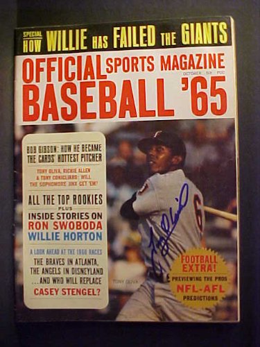 Tony Oliva Minnesota Twins Autographed October 1965 Official Baseball Sports Magazine