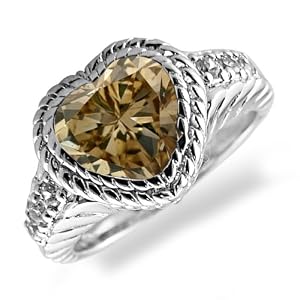 Champagne Heart Ring In Sterling Silver In