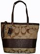 Coach Purse Handbag Signature Stripe Khaki Mahogany 42618
