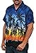 INGEAR Casual Shirt Button Down Hawaiian Short Sleeve Cruise Rayon Summer Shirt