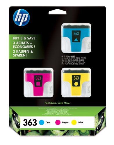 HP Original 363 Ink Cartridges 3 Pack (Cyan/Yellow/Magenta)