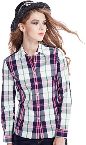 BRIOSO Womens Button Down Shirts Plaids