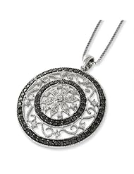 Diamond and Black Diamond Large Medallion Pendant 1 1/2ctw