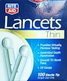 Thin Lancets 28 Gauge,100ct,tri-level Point ,Controlled Depth Penetration,painless Testing