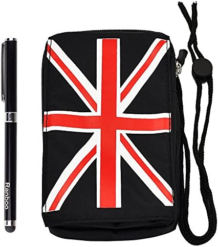 Ranboo Universal Multipurpose Nylon Hook Cellphone Pouch Case/ Belt Waist Bag /Zipper Pocket Money Purse for Iphone 6 plus,Samsung Galaxy Note 4, Iphone 6 ,Note 3,Note Edge,Samsung S5 ,S4,iphone 5s,Nokia Lumia 1520 1020 920 930 830 520,Sony Xperia Z3 Z2, LG G3,G2 + 2 in 1 stylus pen (Union jack/Black)