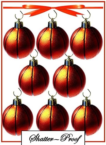 2016 Basketball Christmas Holiday Sports Ornament - (8-Pack/Shatterproof)