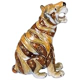 Roaring Tiger Shaped Jewelry Trinket Box in Czech Preciosa Crystals