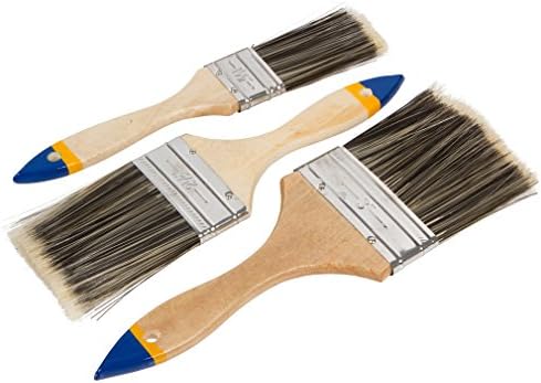 Wholeness Home Set of 3 Heavy Duty House Paint Brushes - 3 Sizes: 1.5, 2inch 3 Inch Sturdy Wood Interior Exterior Paint Brushes