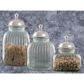 Clear Glass Hand Blown Kitchen Canister Set