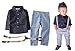 stylesilove Little Boy Navy Blue Long Sleeve Button Down Shirt, Suspender Straps and Pants 3-Piece Formal Outfit (Navy Blue, 140/5-6 Years)