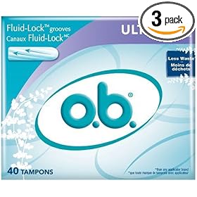 o.b. Ultra Absorbency Tampons, 40-Count Boxes (Pack of 3)