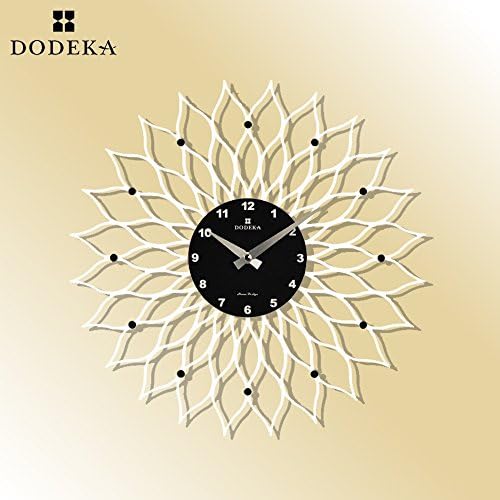 DODEKA 15 Inch White Wall Clock Fashion Designer Flower for Kitchen / Living Room, Aluminum Clock Panel