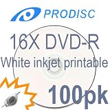 Prodisc 16X DVD-R white inkjet printable to hub in shrink wrap - 100 Pack - Kit includes keychain LED light