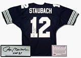 Roger Staubach Dallas Cowboys NFL Autographed Authentic Style Away Blue Football Jersey