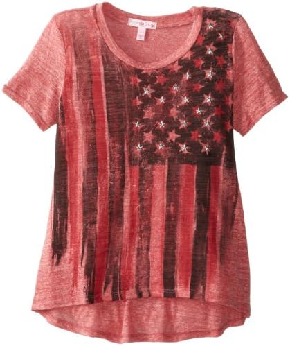 Sugartart Love Big Girls' Flag Tee, Red, X-Large 16