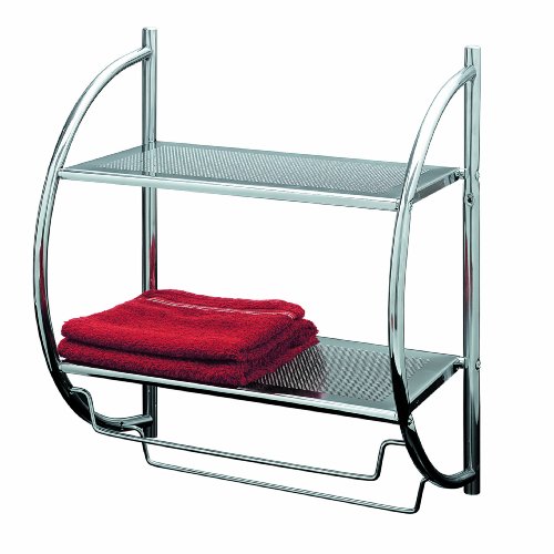 Axxentia Bad 282115 Wandregal Arino, verchromt, halbrund mit 2 B&ouml;den und Stangen, 54 x 45 x 26 cm
