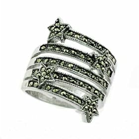 Sterling Silver Five Band Marcasite Ring w  Shooting Stars by Marcasite Birthstones