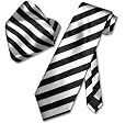 Black & White Stripes NeckTie Handkerchief Matching Neck Tie Set