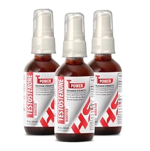 3 Bottles of Testosterone Booster T- Power! Maximum Strength Spray 2 Fl Oz. Help to Increase Stamina, Endurance and Strength.