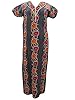 Women's Cotton Caftan Slate Gray Floral Print Maxi Dress Kaftans M/L