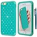 iPhone 6 Plus Case, iPhone 6 Plus Bling Case, Style4U Studded Rhinestone Crystal Bling Hybrid Armor Case Cover for iPhone 6 Plus 5.5 Inch with 1 HD Screen Protector and 1 Stylus [Teal/Mint Green]