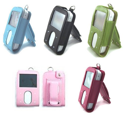 Apparel: Creative Lab Zen Vision M Video 30GB Hi Grade Leather Cases   5 Color Options   with Video Viewing Kickstand Belt Clip