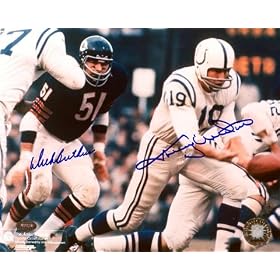 Johnny Unitas & Dick Butkus Signed Color 8x10