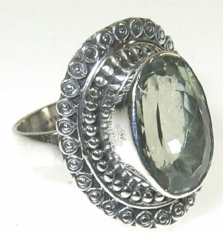 Size 7 Green Amethyst Sterling Silver Ring
