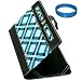 Blue Plaid Executive Book-Style Leather Portfolio Jacket Case Cover for Barnes & Noble Nook Tablet and Nook Color e-Reader