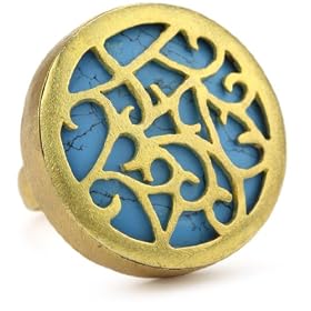Zariin Carve Me A Dream Cut Out On Turquoise Gold Ring