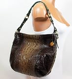 NEW AUTHENTIC BRAHMIN EXOTIC EMBOSSED LEATHER HOBO (Abbey/Mocha Tricolor)