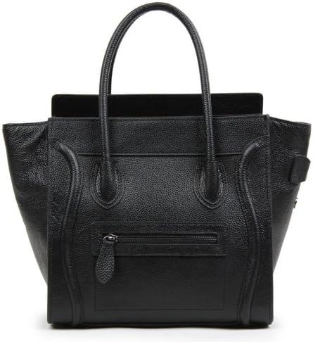 Bagqueen Genuine Leather Smile Handbags Smile Face Handbags Satchel Tote Handbags Purse for Women (Blackness)